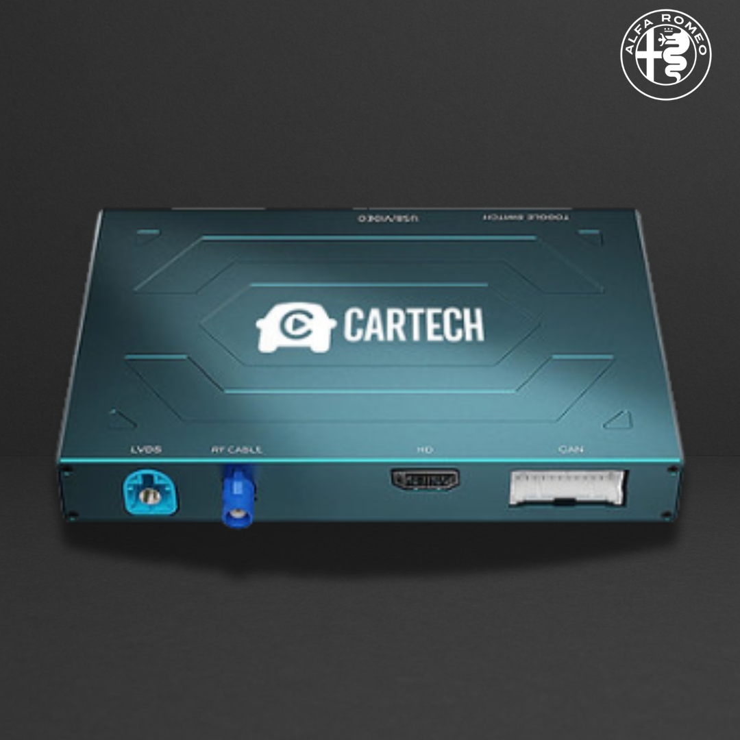 Module Cartech bleu métallique avec logo CARTECH au centre et connecteurs à l’avant, sur fond gris.